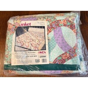Vintage Owen Acrylic Wedding Band Satin Trim Blanket Twin / Full